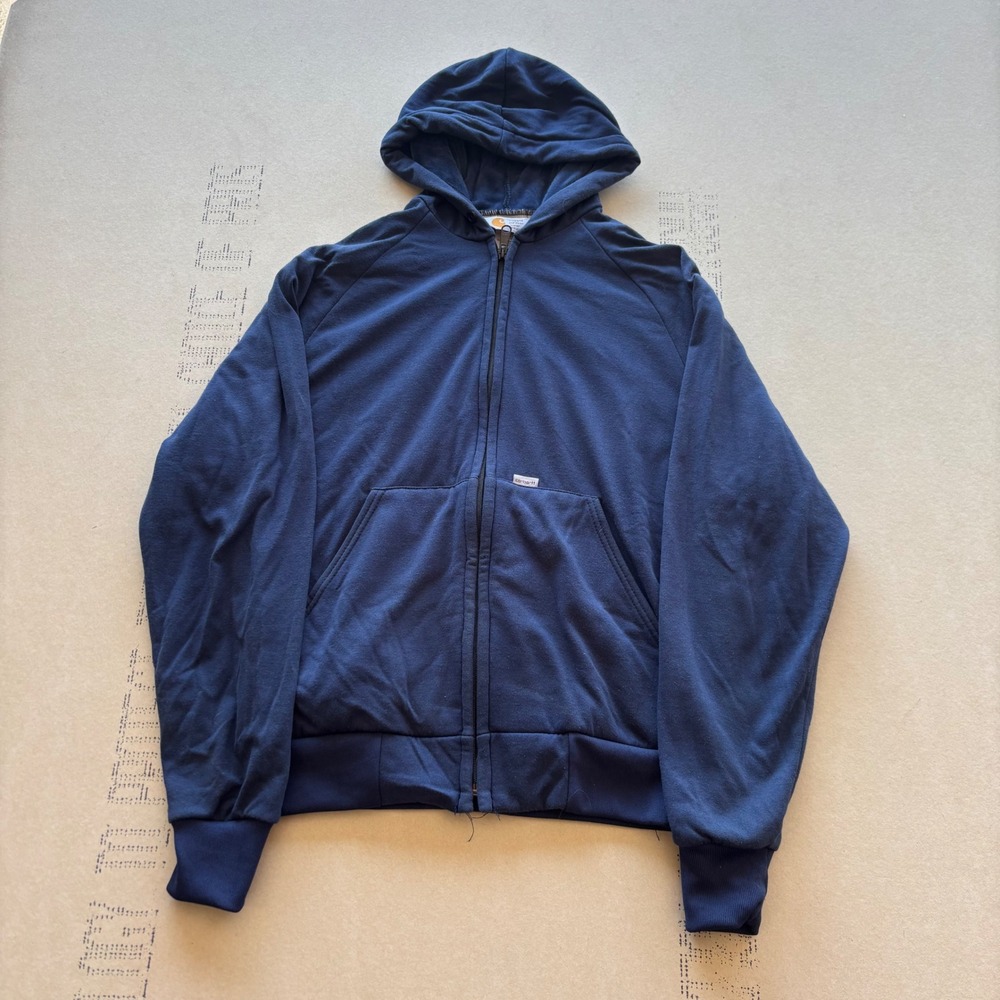 Vintage Early 2000s Navy Blue Velvet Carhartt Hoodie - Picture 2 of 8